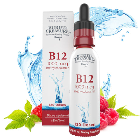 Buried Treasure Vitamin B12 Drops – Liquid Supplement with Vegetarian-Friendly Formula for Daily Nutrition and Wellness