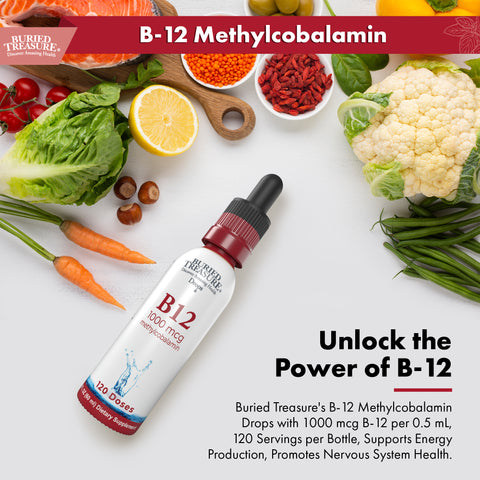 Buried Treasure Vitamin B12 Drops – Liquid Supplement with Vegetarian-Friendly Formula for Daily Nutrition and Wellness