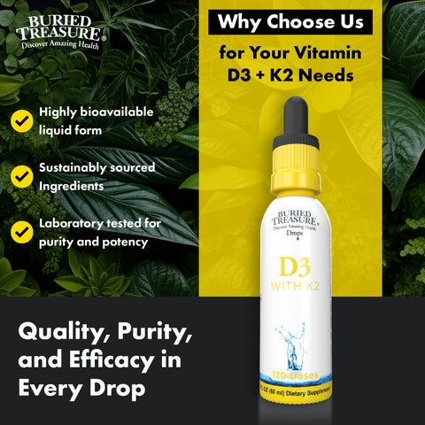 D3+K2 Drops - Vitamin D-3 5000 IU & Natural Vitamin K2 MK-7 with MCT Oil, Cranberry Extract - 120 Servings - Graduated Dropper for Accurate Dosing - Non-GMO, Gluten-Free