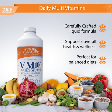 VM100 Liquid Multivitamin and Multimineral Daily Supplement - 100+ Nutrients with Vitamins, Minerals, Antioxidants, and Superfoods - 32 oz