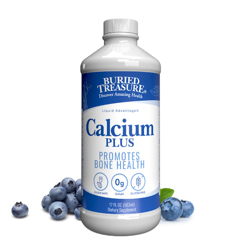 Calcium Plus – Blueberry-Flavored Liquid Supplement with Calcium Citrate, Vitamin D, Magnesium, and Zinc, 16 oz